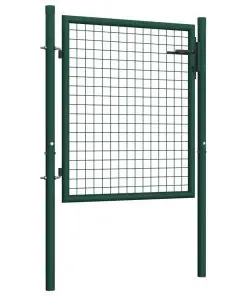 vidaXL Fence Gate Steel 100×125 cm Green