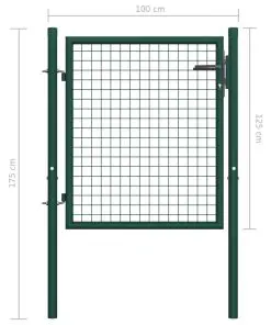 vidaXL Fence Gate Steel 100×125 cm Green