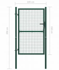 vidaXL Fence Gate Steel 100×150 cm Green