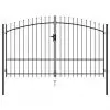 vidaXL Fence Gate Double Door with Spike Top Steel 3×2 m Black