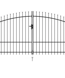 vidaXL Fence Gate Double Door with Spike Top Steel 3×2 m Black