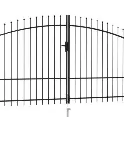 vidaXL Fence Gate Double Door with Spike Top Steel 3×2 m Black