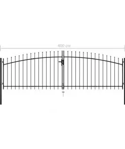 vidaXL Double Door Fence Gate with Spear Top 400×175 cm