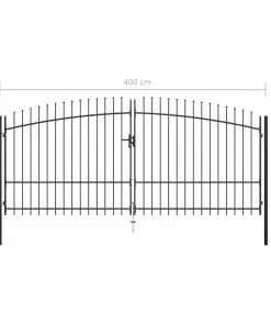vidaXL Double Door Fence Gate with Spear Top 400×225 cm