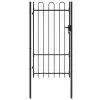 vidaXL Fence Gate Single Door with Arched Top Steel 1×1.75 m Black vidaXL Fence Gate Single Door with Arched Top Steel 1×1.75 m Black
