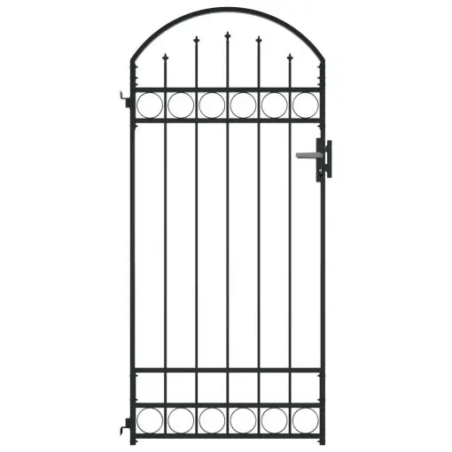 vidaXL Fence Gate with Arched Top Steel 100×200 cm Black