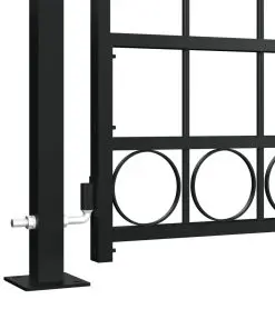 vidaXL Fence Gate with Arched Top and 2 Posts 100×200 cm Black