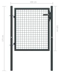 vidaXL Mesh Garden Gate Galvanised Steel 100×175 cm Grey