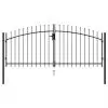 vidaXL Fence Gate Double Door with Spike Top Steel 3×1.25 m Black