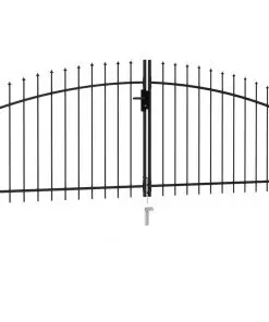 vidaXL Fence Gate Double Door with Spike Top Steel 3×1.25 m Black
