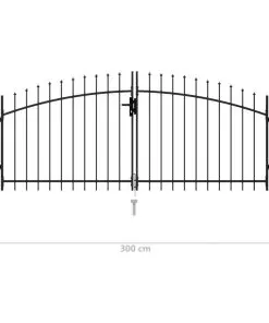 vidaXL Fence Gate Double Door with Spike Top Steel 3×1.25 m Black