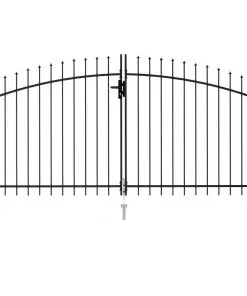 vidaXL Fence Gate Double Door with Spike Top Steel 3×1.5 m Black