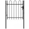 vidaXL Fence Gate Single Door with Arched Top Steel 1×1 m Black