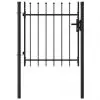 vidaXL Fence Gate Single Door with Spike Top Steel 1×1 m Black