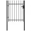 vidaXL Fence Gate Single Door with Spike Top Steel 1×1.2 m Black