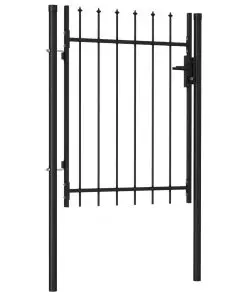 vidaXL Fence Gate Single Door with Spike Top Steel 1×1.2 m Black