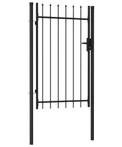 vidaXL Fence Gate Single Door with Spike Top Steel 1×1.5 m Black