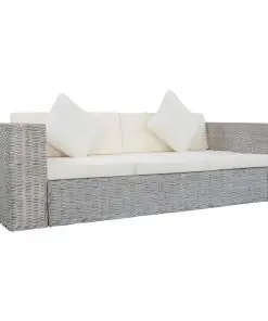 vidaXL 2 Piece Sofa Set with Cushions Grey Natural Rattan