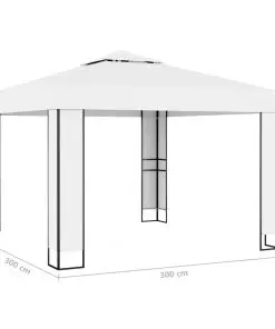 vidaXL Gazebo with Double Roof 3×3 m Cream