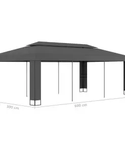 vidaXL Gazebo with Double Roof 3×6 m Anthracite