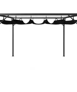 vidaXL Garden Gazebo with Retractable Roof Canopy 3×3 m Anthracite