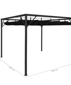 vidaXL Garden Gazebo with Retractable Roof Canopy 3×3 m Anthracite