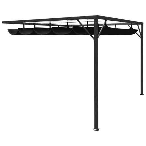 vidaXL Garden Wall Gazebo with Retractable Roof Canopy 3×3 m Anthracite