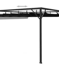 vidaXL Garden Wall Gazebo with Retractable Roof Canopy 3×3 m Anthracite