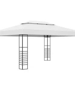 vidaXL Garden Gazebo Powder-Coated Steel 4x3x2.7 m White