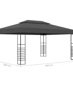 vidaXL Gazebo 3×4 m Anthracite