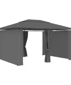 vidaXL Garden Marquee with Curtains 4×3 m Anthracite