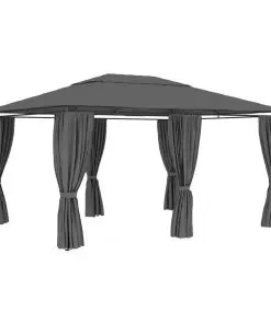 vidaXL Garden Marquee with Curtains 4×3 m Anthracite