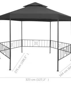 vidaXL Garden Gazebo 323x275x265 cm Anthracite