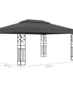 vidaXL Gazebo with Double Roof 3x4m Anthracite