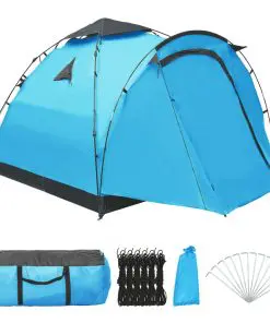 vidaXL Pop Up Camping Tent 3 Person Blue