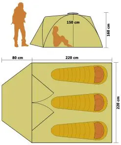 vidaXL Pop Up Camping Tent 3 Person Blue