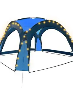 vidaXL Party Tent with LED and 4 Sidewalls 3.6×3.6×2.3 m Blue
