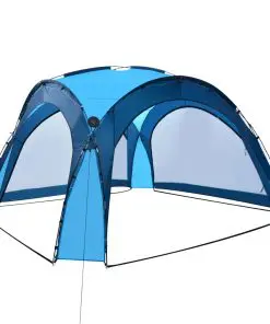 vidaXL Party Tent with LED and 4 Sidewalls 3.6×3.6×2.3 m Blue