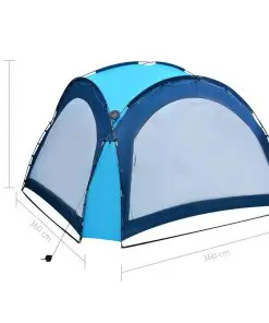vidaXL Party Tent with LED and 4 Sidewalls 3.6×3.6×2.3 m Blue