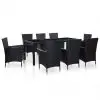 vidaXL 9 Piece Outdoor Dining Set Poly Rattan Black