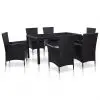 vidaXL 7 Piece Outdoor Dining Set Poly Rattan Black
