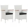 vidaXL Garden Chairs 2 pcs White Poly Rattan