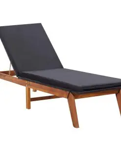 vidaXL Sun Lounger with Cushion Poly Rattan and Solid Acacia Wood