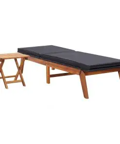 vidaXL Sun Lounger with Table Poly Rattan and Solid Acacia Wood
