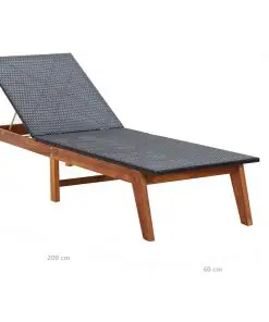 vidaXL Sun Lounger with Table Poly Rattan and Solid Acacia Wood