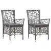 vidaXL Outdoor Chairs 2 pcs with Cushions Poly Rattan Grey