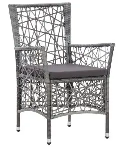 vidaXL Outdoor Chairs 2 pcs with Cushions Poly Rattan Grey