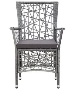 vidaXL Outdoor Chairs 2 pcs with Cushions Poly Rattan Grey