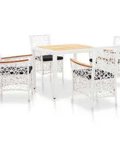 vidaXL 5 Piece Outdoor Dining Set Poly Rattan White