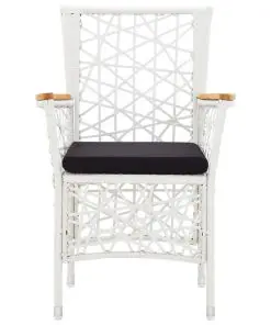 vidaXL Outdoor Chairs 2 pcs with Cushions Poly Rattan White